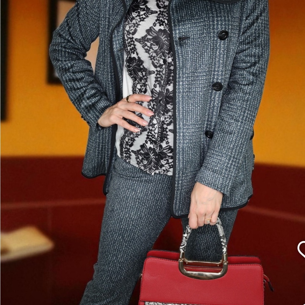 NEW! CABI Chill Jacket, Plaid Printed Ponte, Blue / Grey / Black, size XL NWOT - Picture 11 of 13